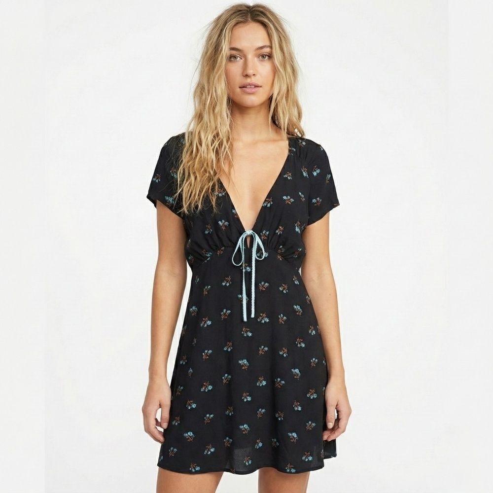 NWT Free People Everyone's Favorite Mini Dress Small Black Floral Boho Summer